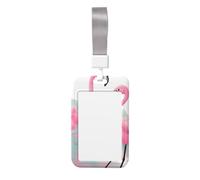 Porte-badge imprimé flamant rose double face coulissant, capable de numériser le film transparent