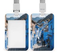 Porte-badge imprimé paysage de montagne vertical pour bureau, école, carte d'identité, carte de proximité, permis de conduire, permis et laissez-passer