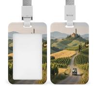 Porte-badge imprimé paysage rural vertical pour bureau, école, carte d'identité, carte de proximité, permis de conduire, carte de permis et laissez-passer
