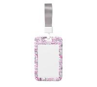 Porte-badge imprimé rose gymnastique avec sangle de cou étanche en plastique vertical