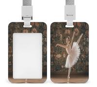 Porte-badge imprimé vertical avec ballerine - Convient pour le bureau, l'école, la proximité, la clé de permis de conduire et le laissez-passer