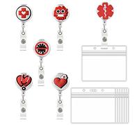 Porte Badge Infirmiere Pediatrie Retractable Badge Medecin Insigne Infirmière pour Infirmière Docteur Enseignants (Rouge)