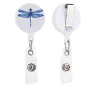 Porte-badge japonais rétractable avec clip pour badge d'identification pour médecin, infirmière, étudiant, employé de bureau Bleu