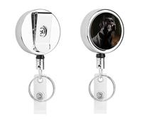 Porte-badge labrador noir avec enrouleur rétractable, clip en acier inoxydable, très résistant pour le travail, les infirmières, les enseignants et la sécurité