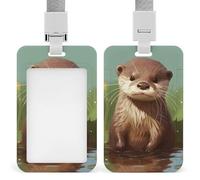 Porte-badge loutre mignon en plastique rigide pour cartes de crédit et cartes de proximité