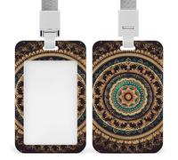 Porte-badge mandala avec cordon de suspension, étui de protection vertical pour carte d'identité, multi-usage pour bureau, enseignant, infirmière