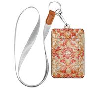 Porte-badge mandala, mandarine, mignon, avec cordon et capacité de 3 cartes, pour employés de bureau, infirmières, enseignants, étudiants
