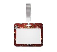 Porte-badge « Merry Christmas Too » avec lanière détachable - Étui de protection horizontal pour carte d'identité - Pour bureau - En plastique dur - Avec fenêtre transparente