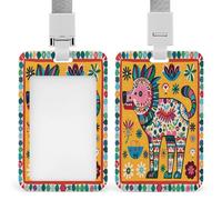 Porte-badge mexicain Otomi imprimé vertical pour bureau, école, carte d'identité, carte de proximité, permis de conduire, carte de permis et laissez-passer