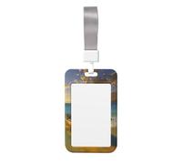 Porte-badge mignon - Bateau, plage, lever du soleil, imprimé nautique, élégant, vertical pour carte d'identité, nom, badge