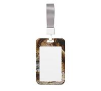 Porte-badge mignon - Boussole et carte du monde ancien, imprimé élégant vertical pour carte d'identité
