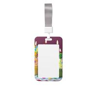 Porte-badge mignon - coloré Happy Birthday Cupcakes imprimé vertical élégant pour carte d'identité
