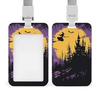 Porte-badge mignon de sorcière et de balai avec cordon tour de cou, cordon détachable, étanche, transparent, porte-carte vertical, pour enseignant, infirmière, médecin, cadeau de bureau pour collègues