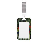 Porte-badge mignon - Deux perroquets sur un palmier vert imprimé vertical élégant porte-badge