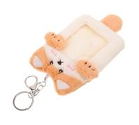 Porte-badge Mignon en Peluche Chat Orange avec Fenêtre D’affichage | Étui Doux pour Carte Étudiante, Accessoire Porte-clés, Transport sans Mains, École ou Breloque de Paquet