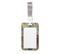 Porte-badge mignon - Imprimé chats et fleurs drôles Porte-badge vertical élégant