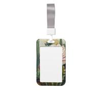 Porte-badge mignon - Imprimé fleurs de cactus élégant vertical pour carte d'identité, nom, badge