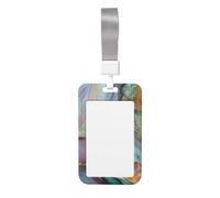 Porte-badge mignon - Imprimé marbre coloré - Porte-badge vertical élégant
