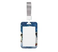 Porte-badge mignon - Imprimé pingouin heureux - Porte-badge vertical élégant