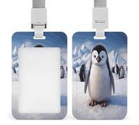 Porte-badge mignon imprimé pingouin vertical pour bureau, école, carte d'identité, carte de proximité, permis de conduire, carte de permis et laissez-passer