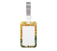 Porte-badge mignon - Imprimé tournesol rétro élégant vertical pour carte d'identité