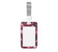 Porte-badge mignon - Joli motif flamant rose imprimé vertical élégant pour carte d'identité