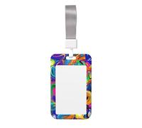 Porte-badge mignon - Motif coloré imprimé vertical élégant pour carte d'identité