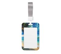 Porte-badge mignon - Palmier tropical Hawaï Beach imprimé élégant vertical pour carte d'identité