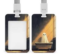 Porte-badge minimaliste avec clip rétractable - Motif fantôme dans la baignoire - Pour le travail, le bureau, les médecins, les infirmières