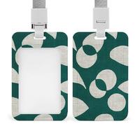Porte-badge minimaliste bohème vert foncé et blanc de grande forme rétractable à clip pour carte de protection pour le travail, le bureau, les médecins, les infirmières