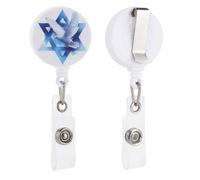 Porte-badge minimaliste rétractable avec clip pour médecin, infirmière, étudiant, employé de bureau Blanc colombe volant à travers l'étoile