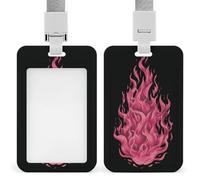 Porte-badge minimaliste rose motif feu avec clip rétractable pour le travail, le bureau, les médecins, les infirmières