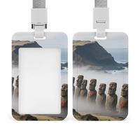 Porte-badge Moai de l'île de Pâques avec cordons rétractables verticaux en plastique pour enseignant, infirmière, médecin, bureau, cadeau pour collègues de travail