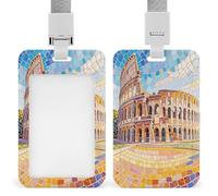 Porte-badge Mosaic Arena avec lanière - Porte-carte d'identité tendance - Fenêtre verticale - Étui de protection en plastique pour infirmière, enseignante, travailleur, bureau
