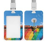 Porte-badge mural graffiti avec cordons rétractables en plastique vertical, porte-badge, porte-clés, étui pour enseignant, infirmière, médecin, cadeau de bureau pour collègues
