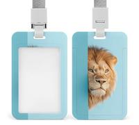 Porte-badge mural rétractable motif lion derrière bleu - Porte-carte de protection pour le travail, le bureau, le médecin, l'infirmière