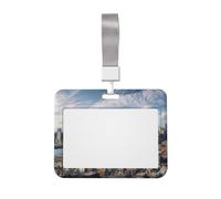 Porte-badge New York City avec lanière - Étui horizontal en plastique avec fenêtre transparente - Protection étanche pour carte d'identité - Pour infirmières, enseignants, bureau