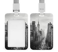 Porte-badge New York noir et blanc en plastique rigide pour cartes d'identité, cartes de crédit et cartes de proximité