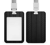 Porte-badge noir en tricot avec clip rétractable pour carte d'identité, porte-nom, porte-nom pour travail, bureau, médecin, infirmière