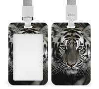 Porte-badge noir et blanc avec cordon amovible, étanche pour bureau, lieu de travail