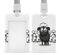Porte-badge noir et blanc imprimé mouton vertical pour bureau, école, carte d'identité, carte de proximité, permis de conduire, permis et laissez-passer