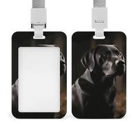 Porte-badge noir labrador vertical avec lanière détachable et robuste pour badges nominatifs - Porte-badge étanche - Pour infirmière, officier, enseignant, personnel de sécurité