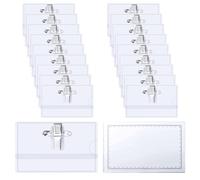 Porte Badge Nominatif 50pcs Badges, 9x5.6cm Porte Badge Transparent avec Clip et Épingle de Sécurité, Porte Badge Plastique Horizontal à Pince Étanche Porte-Badges pour Bureau École Conférence