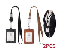 Porte Badge - Noname - Rétractable en cuir - 2 emplacements - Cordon renforcé - Design givré