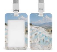 Porte-badge Pamukkale Hot Spring Terraces imprimé vertical pour bureau, école, carte d'identité, carte de proximité, permis de conduire et laissez-passer