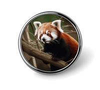 Porte-badge Panda roux sur branche d'arbre, badge rond personnalisé avec photo, épingle à bouton en alliage d'aluminium, broche raffinée, badges décoratifs pour vêtements