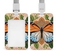 Porte-badge papillon mandala bohème avec cordon, plastique ABS durable - Étiquette nominative étanche pour le bureau, les enseignants et les infirmières