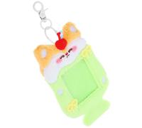 Porte-badge Peluche Animal Cartoon Vert avec Porte-clés pour Cartes