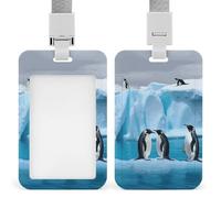 Porte-badge « Penguins on the Iceberg » avec cordon de suspension, étui de protection vertical multi-usage pour bureau, enseignant, infirmière
