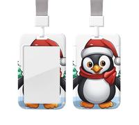porte-badge pingouin de Noël, pochette plastique avec cordon détachable, étui de protection vertical pour carte de visite, idéal pour le travail au bureau o